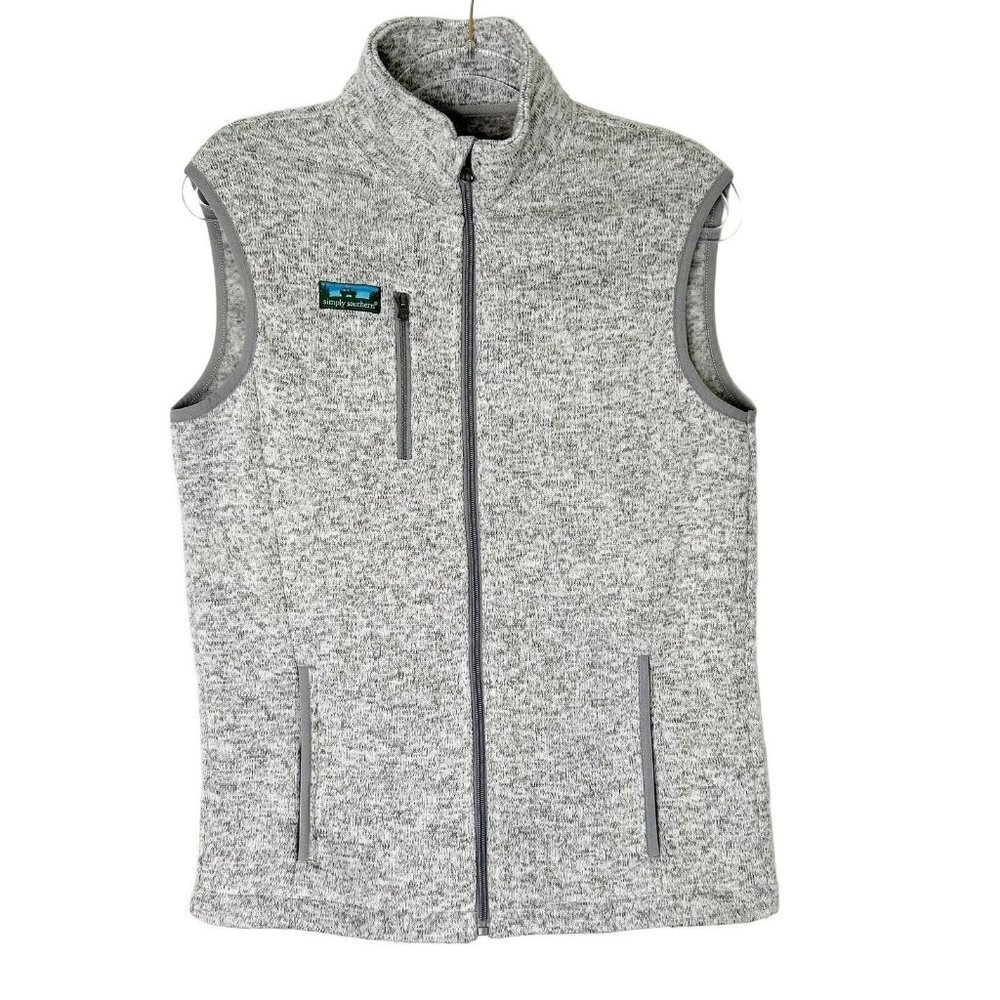 Simply Southern Sweater‎ Knit Vest Men’s Size Small Gray Full Zip